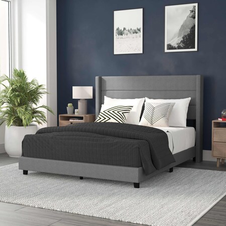Flash Furniture Gray Queen Platform Bed with Headboard YK-1078-GY-Q-GG